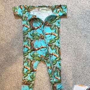 Burt's Bees Baby Turquoise Jungle Leopard Zip One-Piece